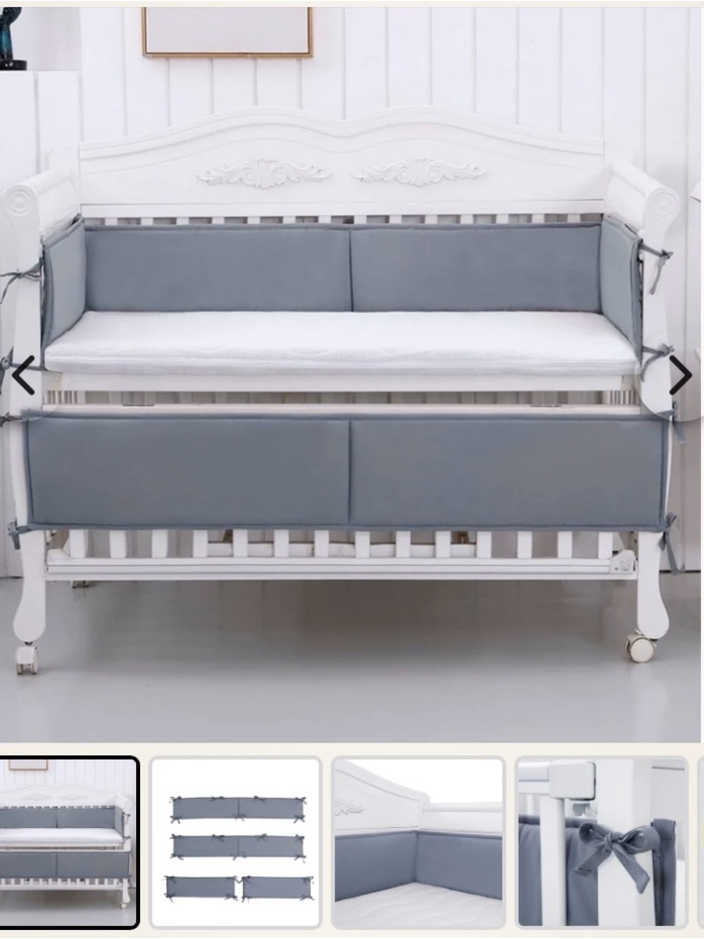 Breathable padding set for crib